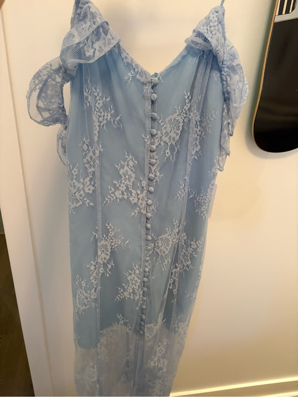 NWT MAJORELLE Pale Blue Lace Button-Front Formal Dress